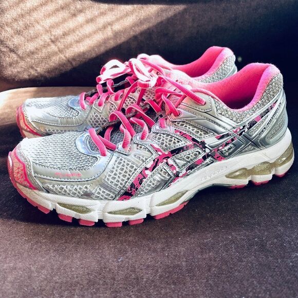 ASICS Gel Kayano 21 US US Silver Grey Pink Black running Shoe T4H7Q Womens 9 US - Picture 3 of 9